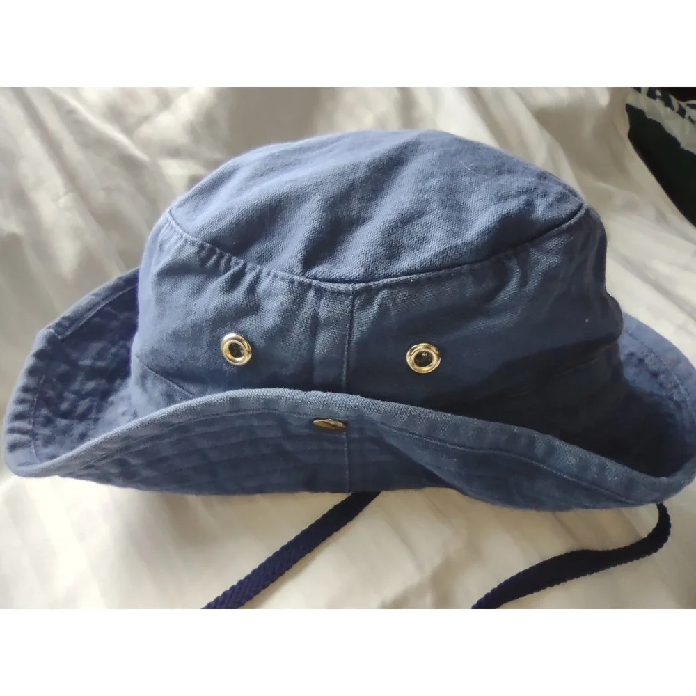 Dog Daze Canvas Bucket‎ Hat Navy Blue with Chin Strap Made in Bangladesh - Picture 4 of 6